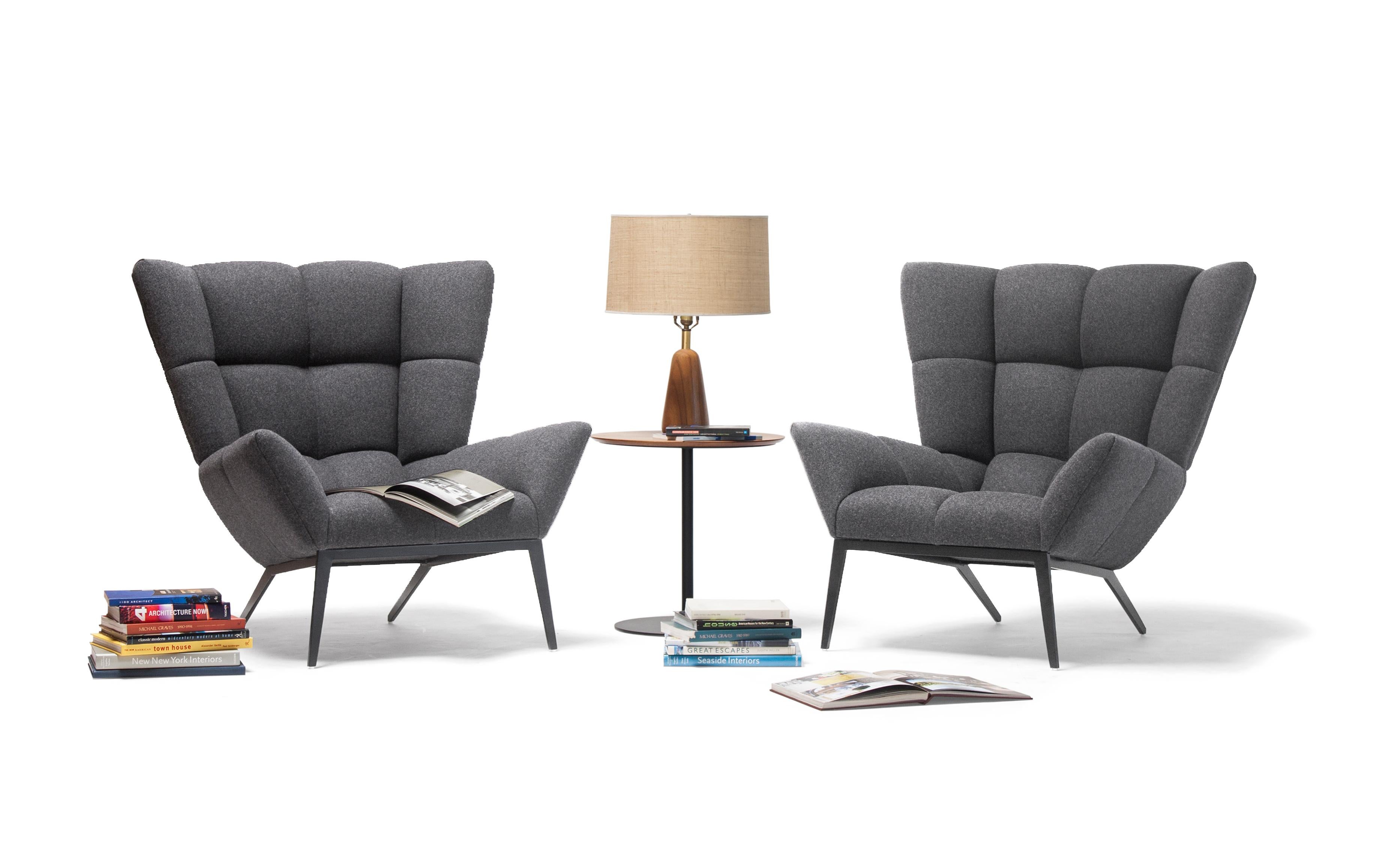 Steel Vioski New Century Modern Tufted Tuulla Lounge Chair in Persimmon Orange For Sale