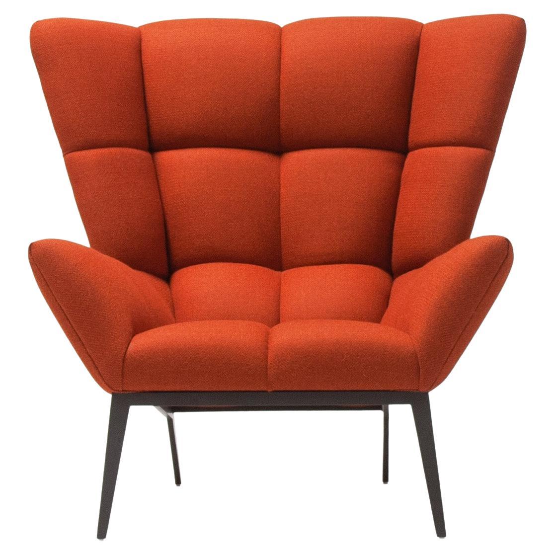 Vioski New Century Modern Tufted Tuulla Lounge Chair in Persimmon Orange For Sale