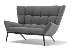 Vioski New Century Modern Tufted Tuulla Loveseat in Gray felted flannel