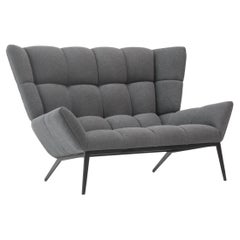 Vioski New Century Modern Tufted Tuulla Loveseat in Gray felted flannel