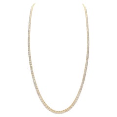 9,15 Karat Tennis-Halskette mit Naturdiamanten, 14 Karat Gelbgold, 17"