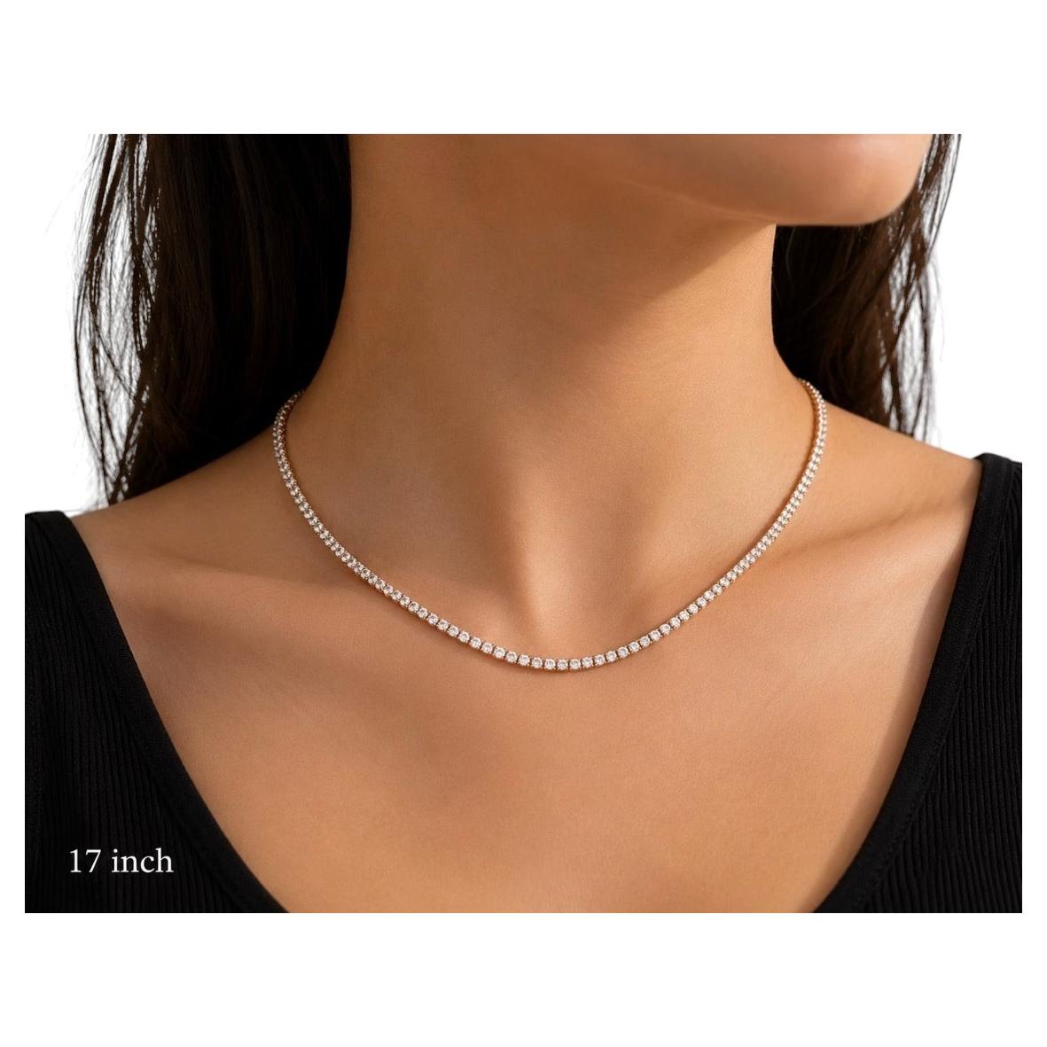 OFERTA DE UN MES: Collar tipo «tennis» con diamantes naturales de 9,15 quilates, oro amarillo de 14K, 17"