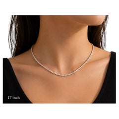 9,15 Karat Tennis-Halskette mit Naturdiamanten, 14 Karat Gelbgold, 17"