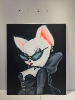 "GLAMOROUS LADY VERSACE AT A PARTY IN DUBAI" Oil Painting 47" x 39" inch by VIQA