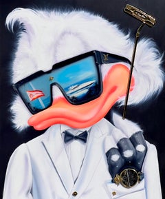 "Paperon de' Paperoni a Monaco"  Pittura a olio 47" x 39" pollici di VIQA