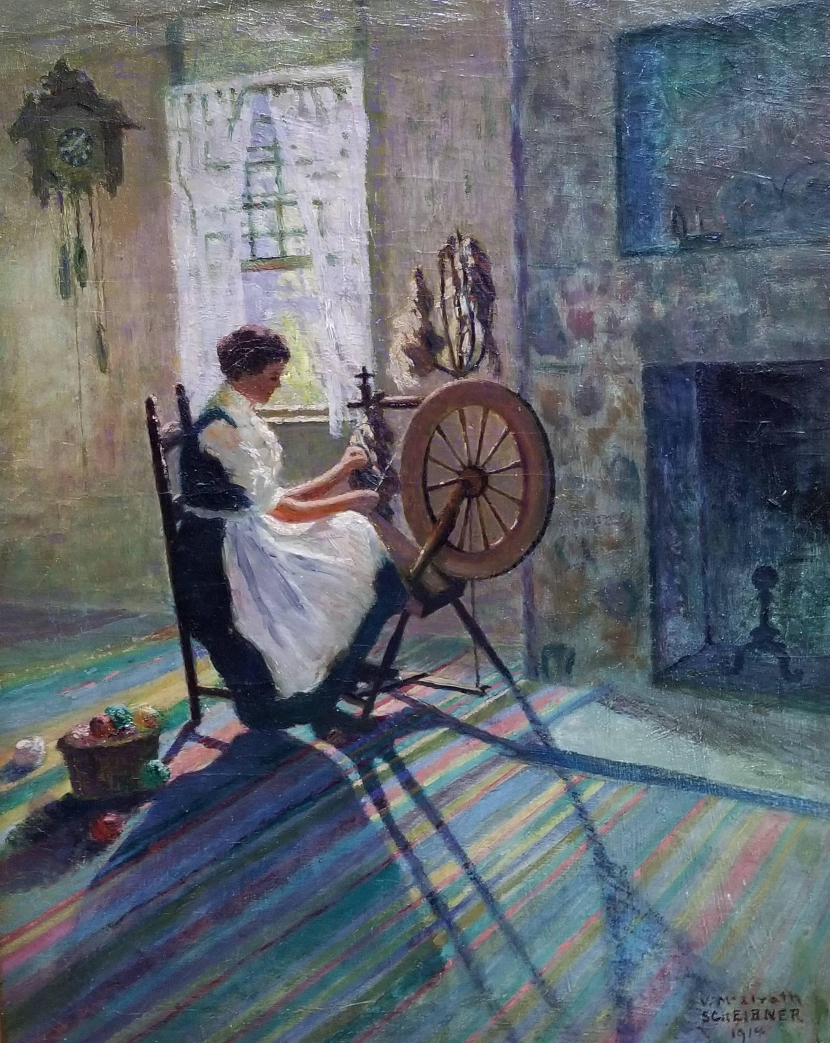 Vira Scheibner Interior Painting - Spinning by the Window