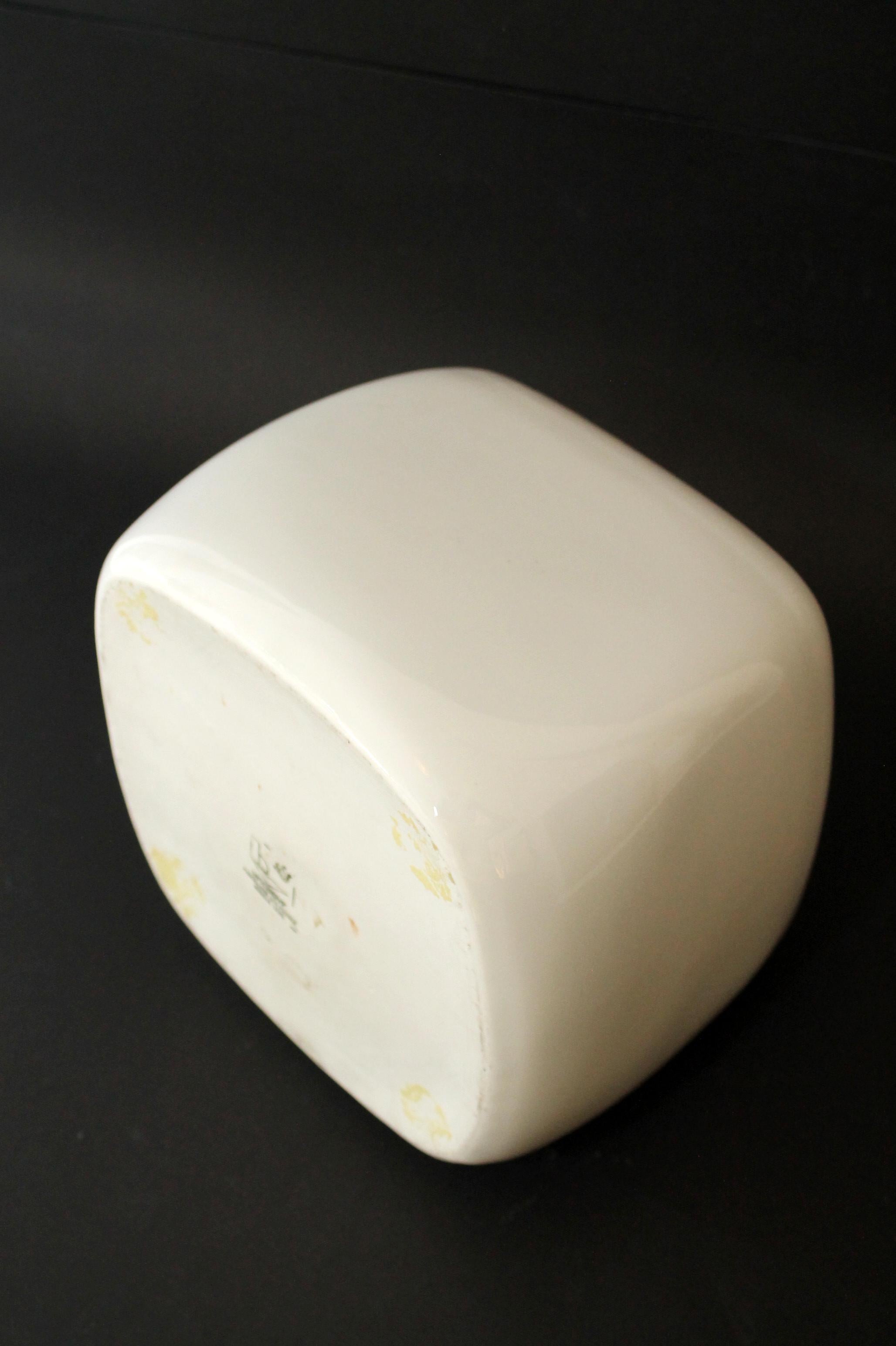 Virebent Mid-century modern white ceramic vase by Pierre Lebe (19x19x15cm) MINT For Sale 2