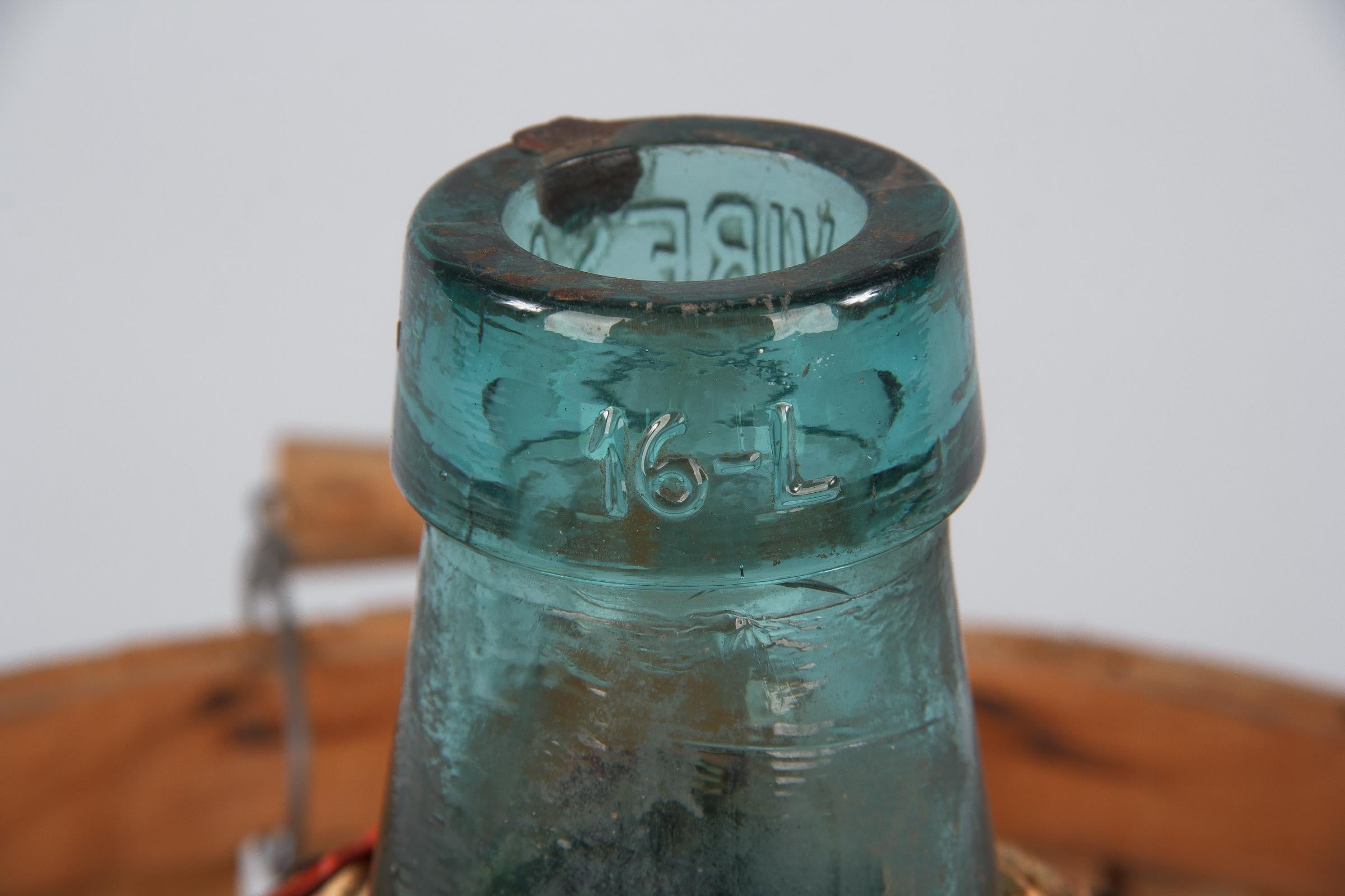 Viresa Glass Demijohn Bottle in Wicker Container, Spain, 1940s 4