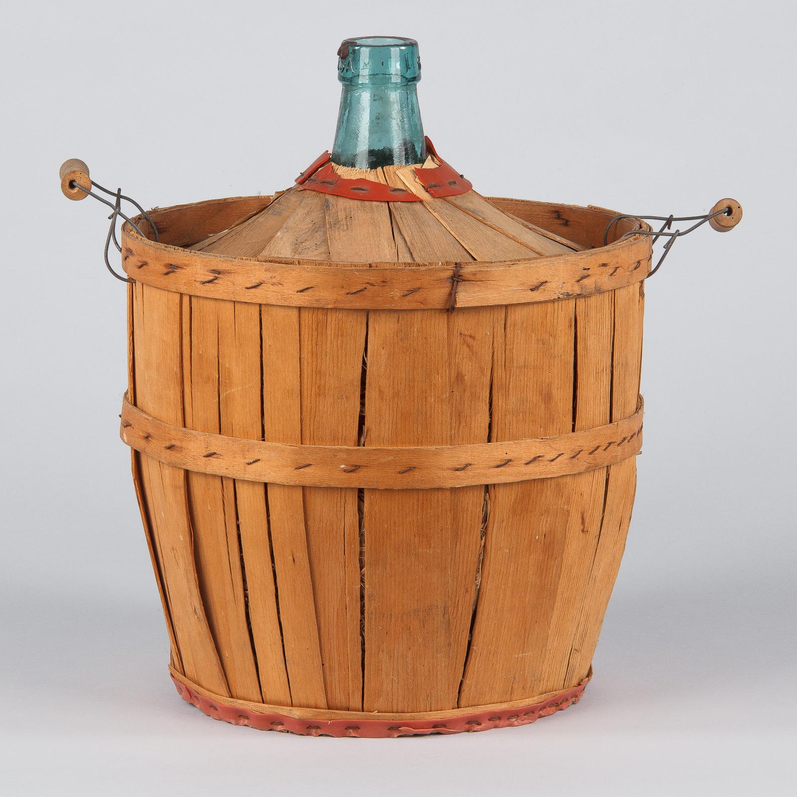 Viresa Glass Demijohn Bottle in Wicker Container, Spain, 1940s 6