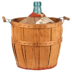 Viresa Glass Demijohn Bottle in Wicker Container, Spain, 1940s