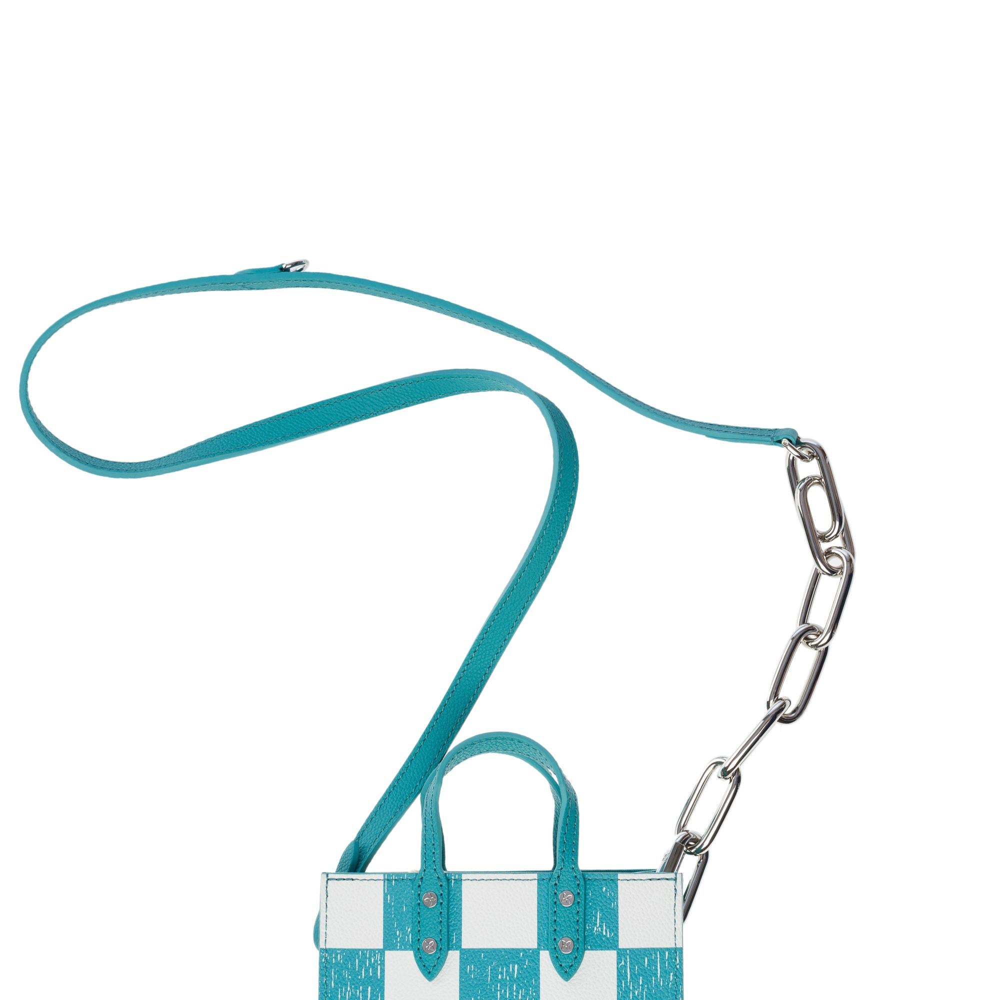 Virgil Abloh Louis Vuitton Sac Plat XS Damier Checkerboard handbag Green/White For Sale 6