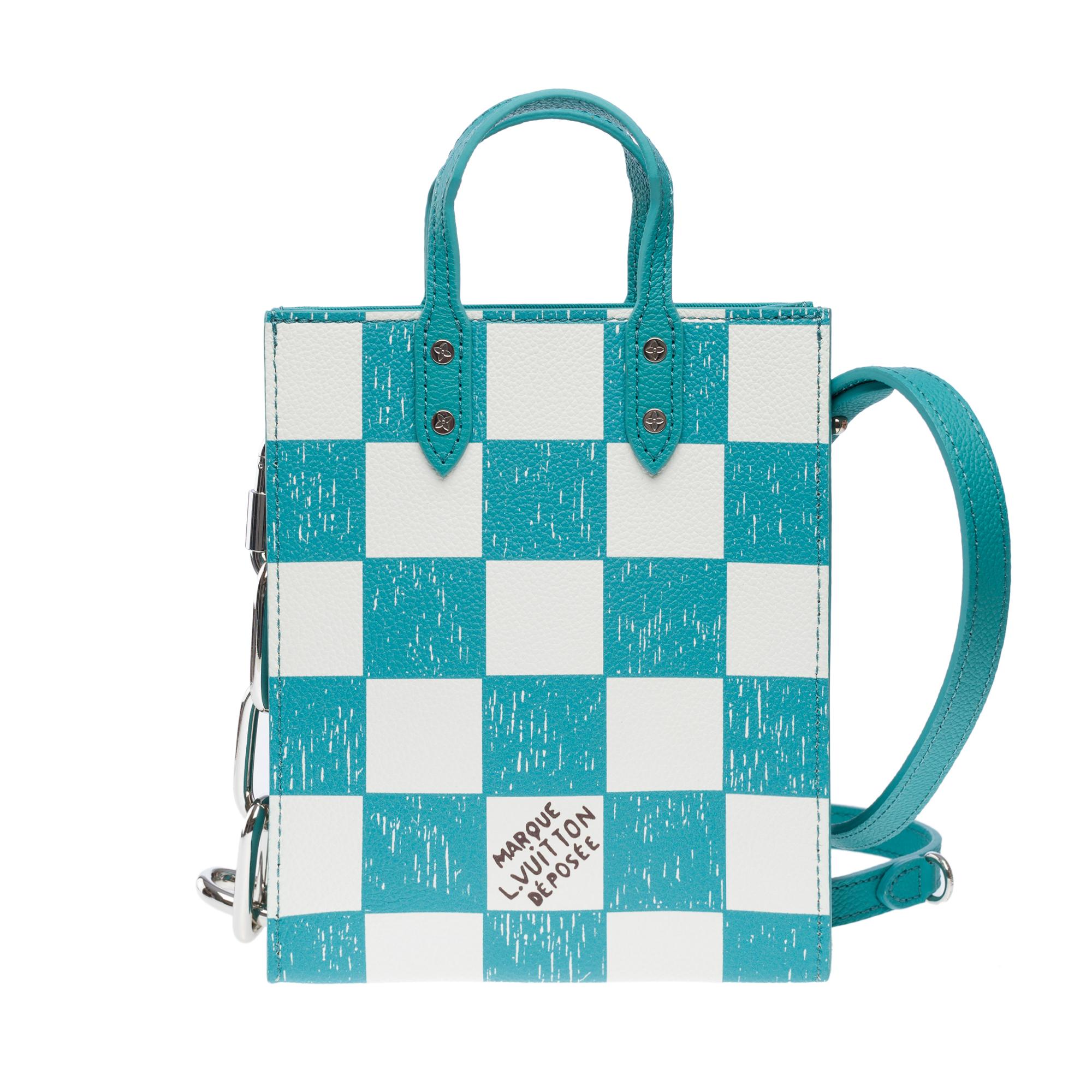 Women's Virgil Abloh Louis Vuitton Sac Plat XS Damier Checkerboard handbag Green/White For Sale