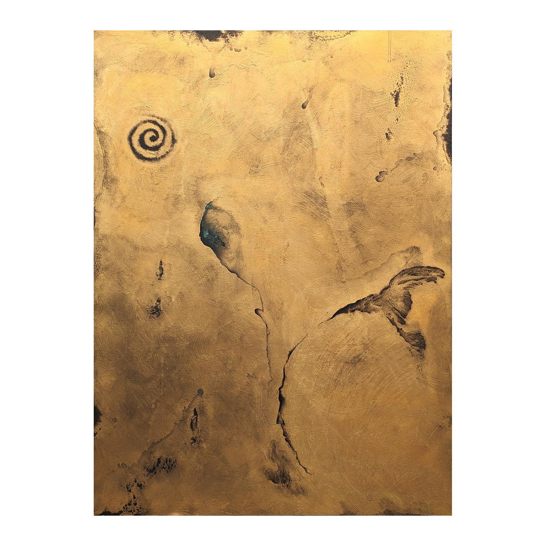 The Sun Contemporary Abstract Metallic Gold Gestische Malerei – Painting von Virgil Grotfeldt