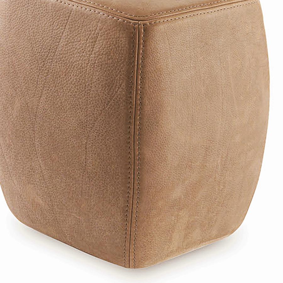 Hand-Crafted Virgil Leather Stool For Sale