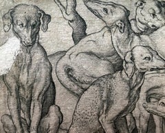 Renaissance Engraving, Dogs, Virgil Solis, 16th Century, Old Master, Paper Art