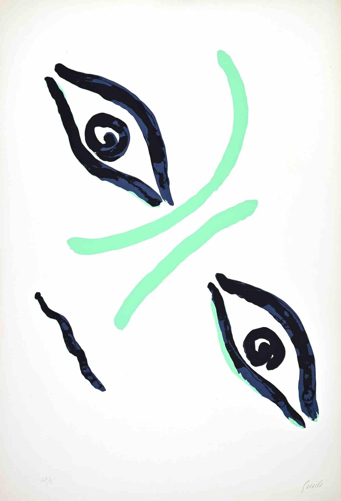 Portrait de comtesse - Lithographie de Virgilio Guidi - Milieu du XXe siècle