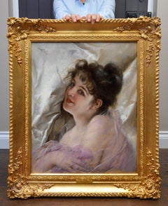 La Coquette - 19h Century French Belle Epoque Portrait of Beautiful Parisienne  