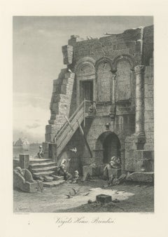 Vergils Haus, Brindisi, antike Stahlstich nach C. Werner, um 1877