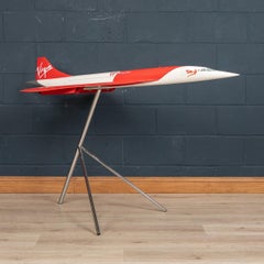 Virgin Airlines Concorde Model on Original Chrome Stand, circa 2003
