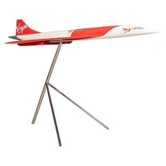 Virgin Airlines Concorde Model on Original Chrome Stand, circa 2003