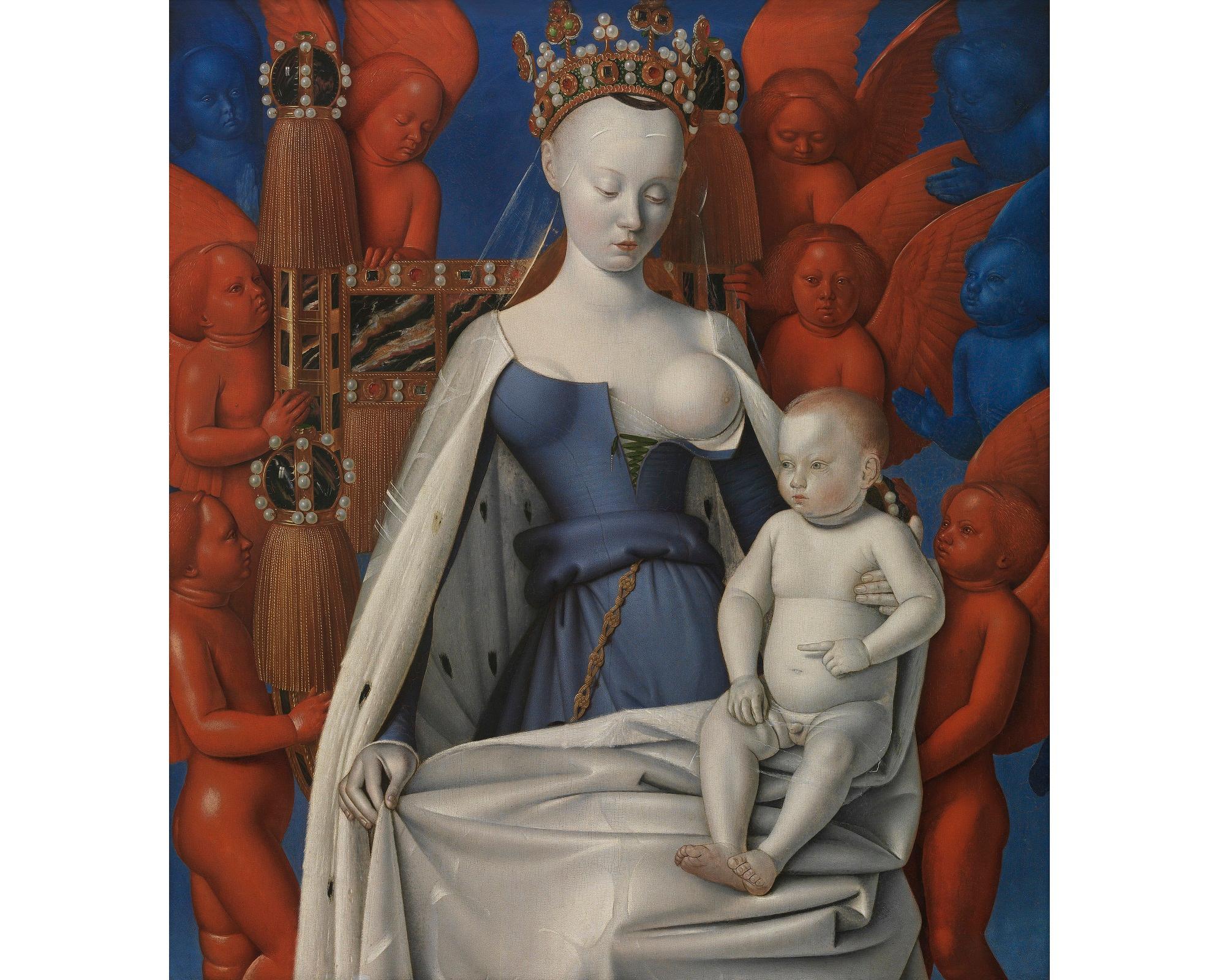 French Virgin and Child, after Fine Art Oil Painting by Renaissance Artist Jean Fouquet For Sale
