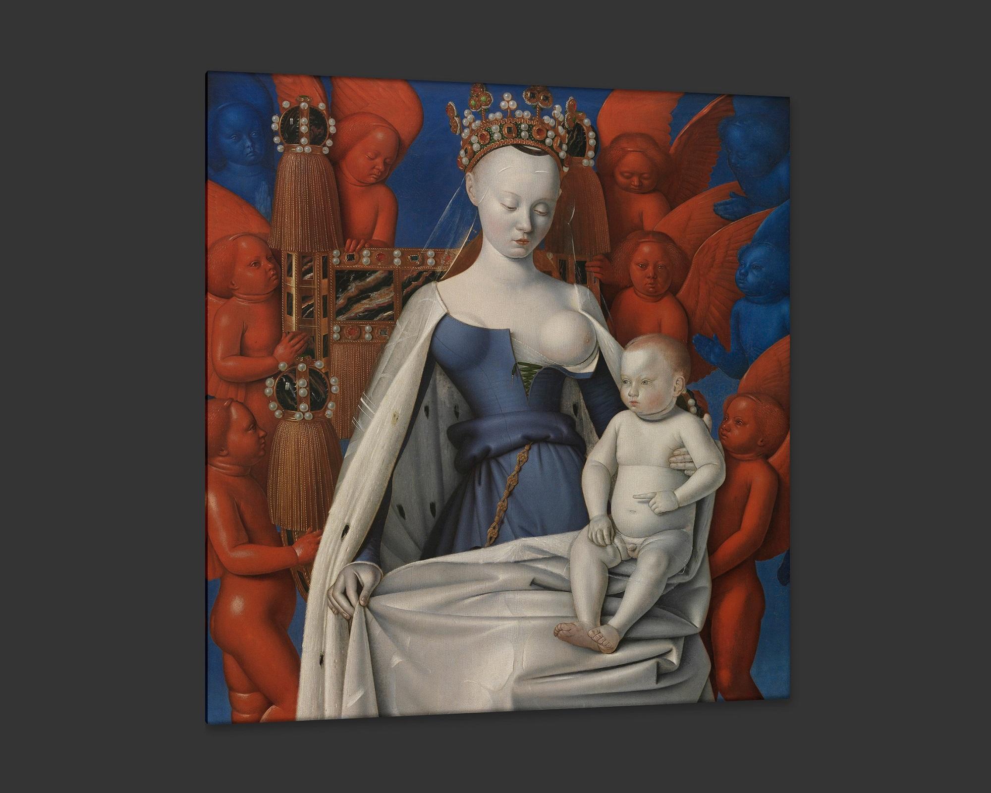 Contemporary Virgin and Child, after Fine Art Oil Painting by Renaissance Artist Jean Fouquet For Sale