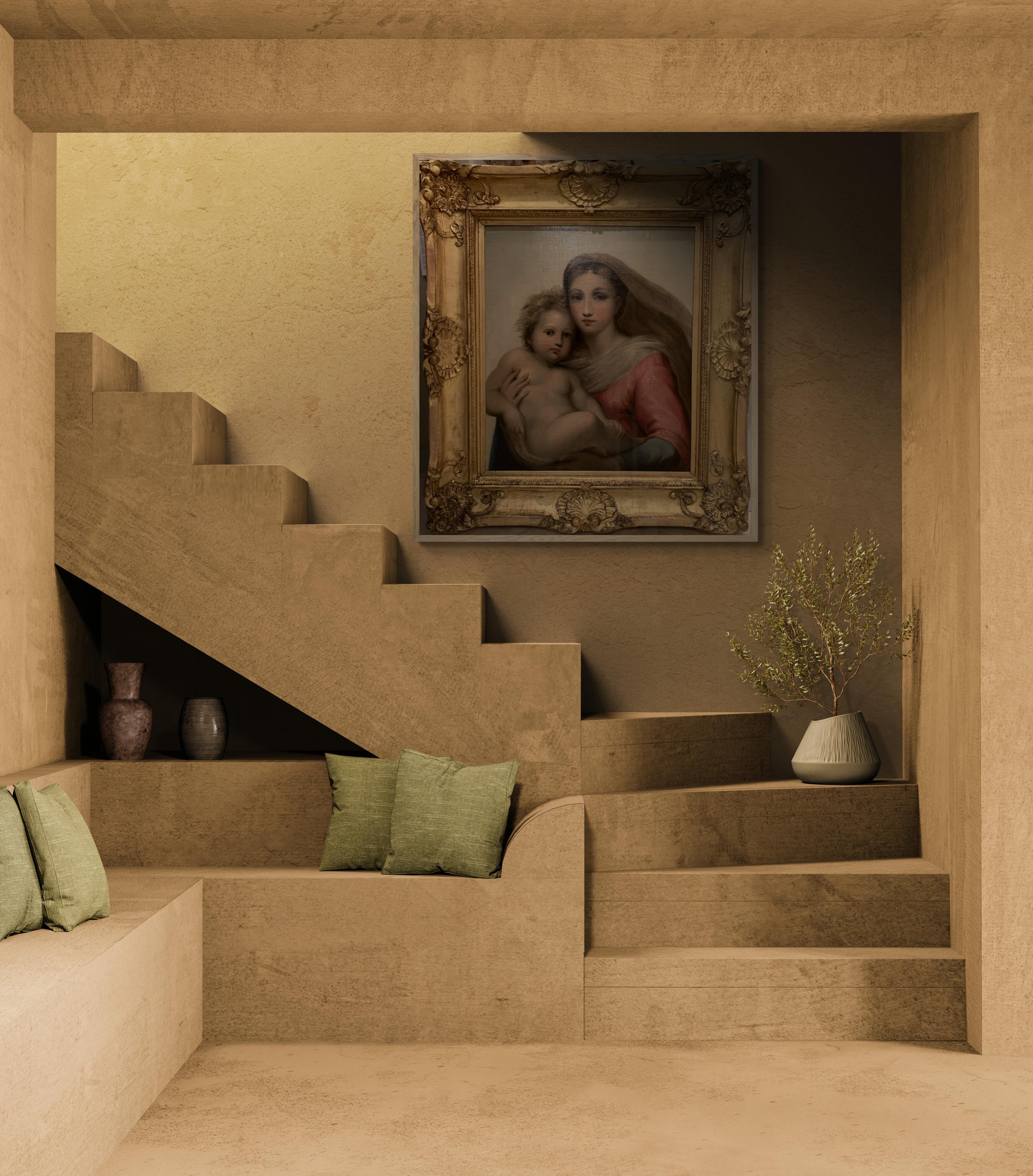 Oil on canvas portraying a part of Raphael's great painting 