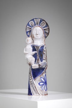Virgin and Child, Keramik des französischen Künstlers Jean Derval, 1960er Jahre, F422