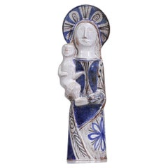 Virgin and Child, ceramic by the French artist Jean Derval 1960's - F422
