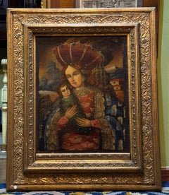 Vierge à l'enfant, école de Cuzco, huile sur toile, XVIIIe siècle