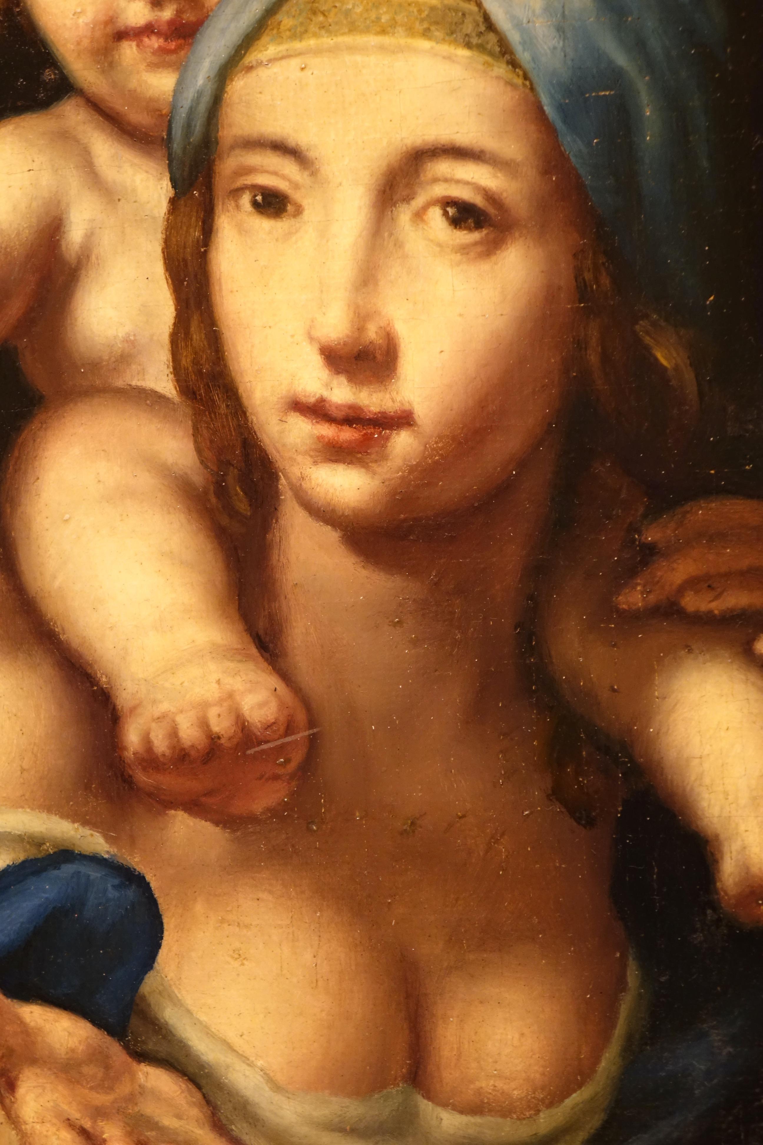 Jungfrau und Kind, Französische Schule des 18. Jahrhunderts (Handbemalt) im Angebot