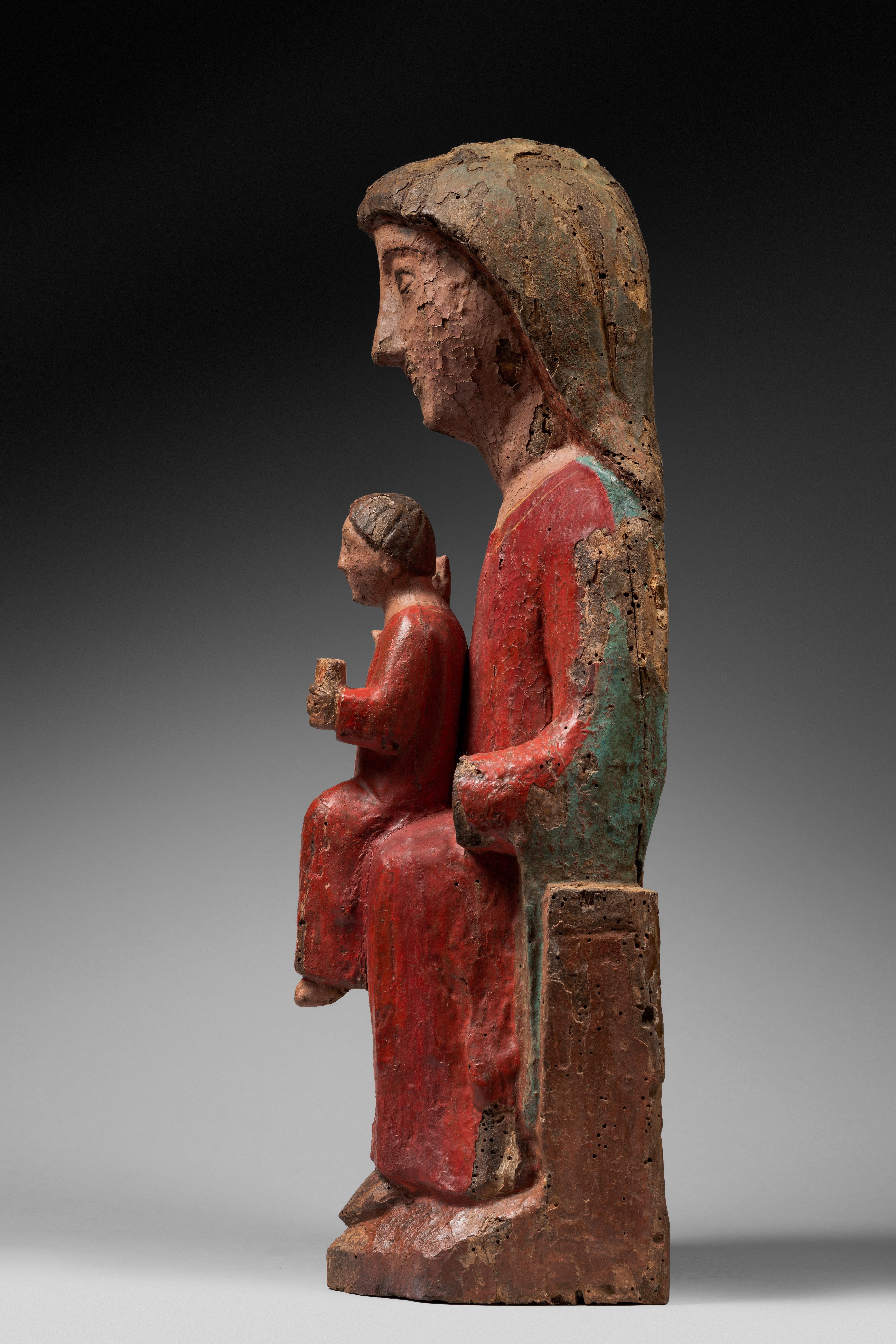 VIRGIN AND CHILD IN MAJESTY

ORIGIN: CASTILLE
PERIOD: 13 CENTURY

Height:  67 cm
Width: 27 cm
Depth: 22  cm

Polychrome wood
Good condition


In the middle of the 12th century, the Virgin Mary took her place in churches, sitting in majesty, serving