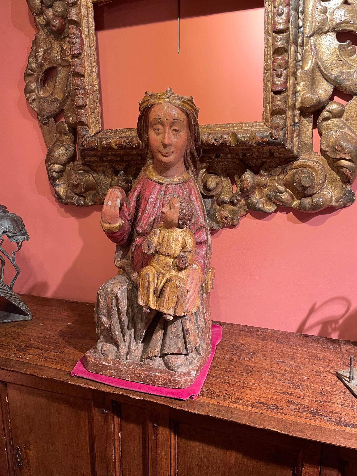 Wood Virgin and Child in Majesty For Sale