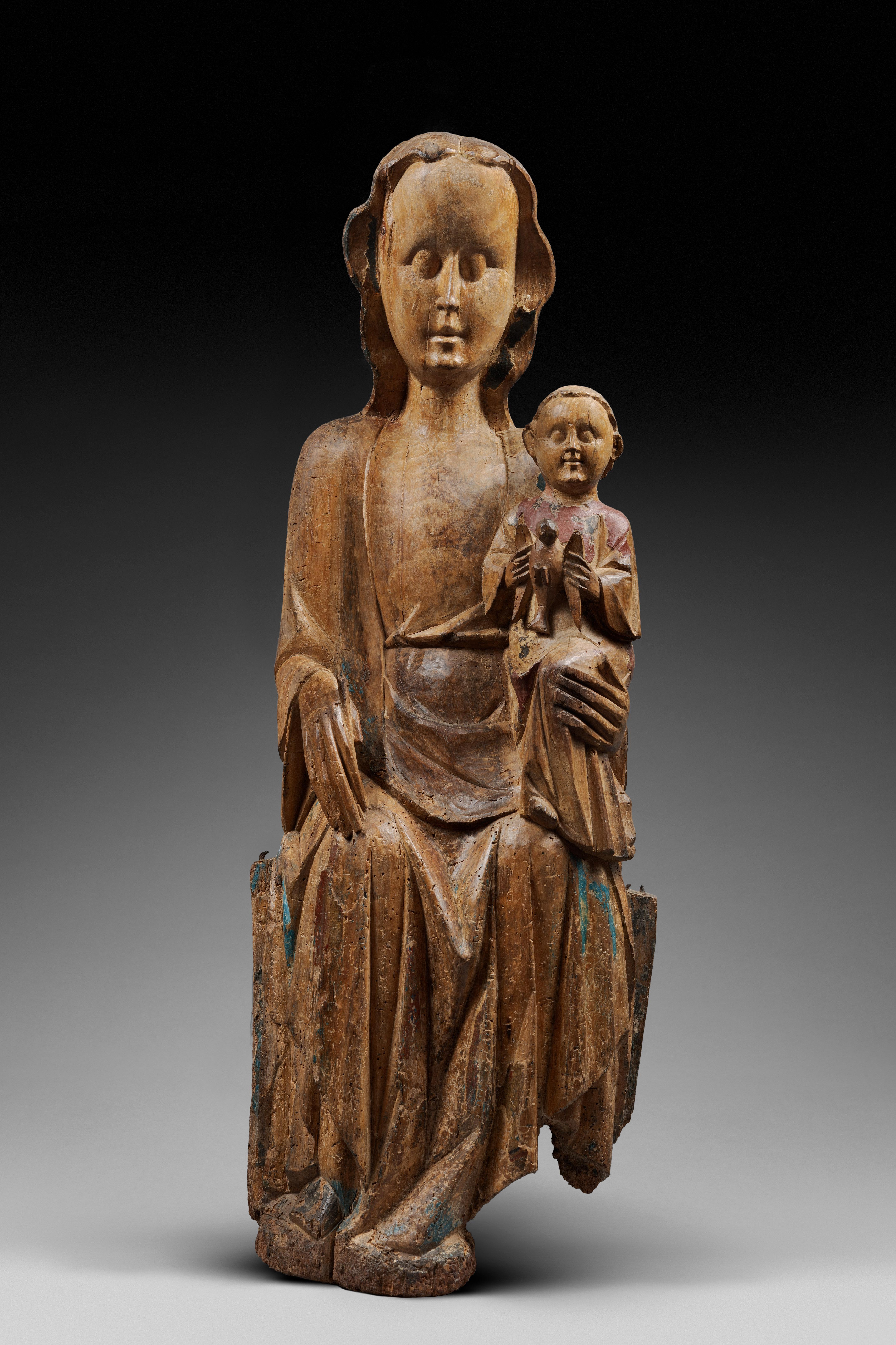 Virgin and child in majesty with a bird


Origin: Southern Germany Or Austria 
Period: Late 13tth - Early 14th Century

Height : 87.5 cm
Length : 32 cm
Depth : 19 cm

Lime wood

Mary is depicted on a throne bench of which we can only see