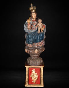 Virgin and Child in Polychrome Wood, Spanish/Colonial 18th century