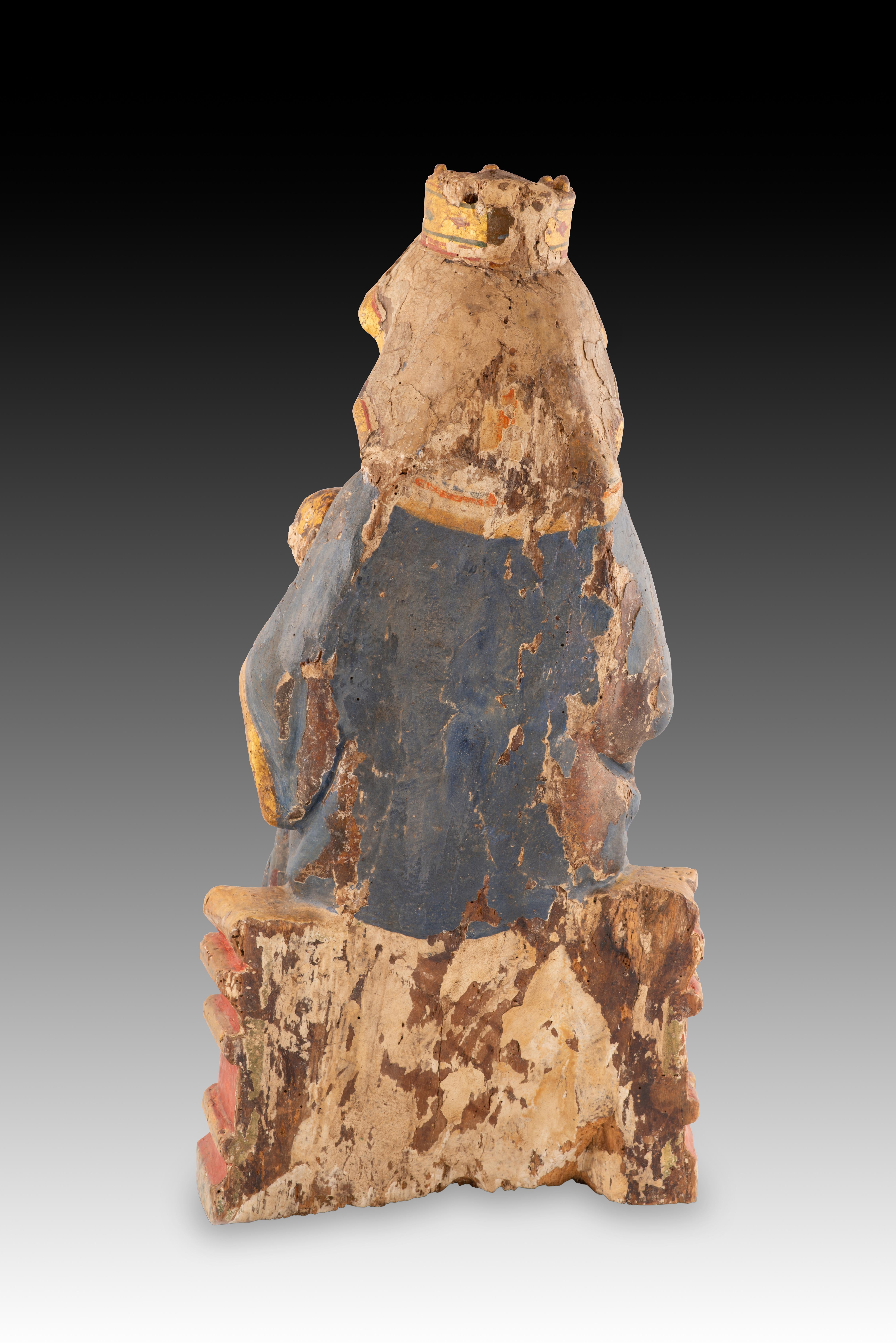 Virgin and Child Jesus. Carved and polychrome wood. Spanish School, 14th century In Fair Condition For Sale In Madrid, ES