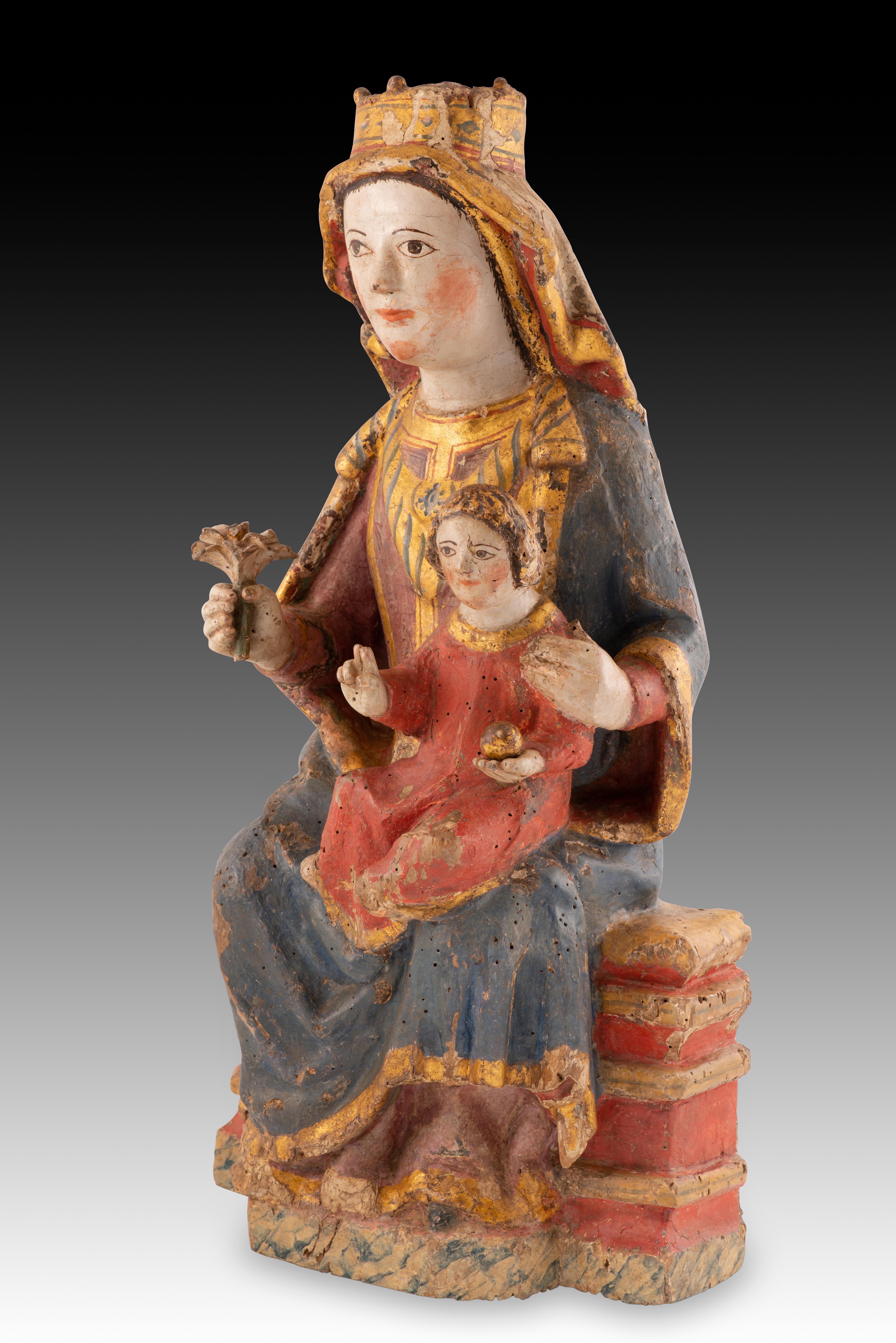 Virgin and Child Jesus. Carved and polychrome wood. Spanish School, 14th century For Sale 1