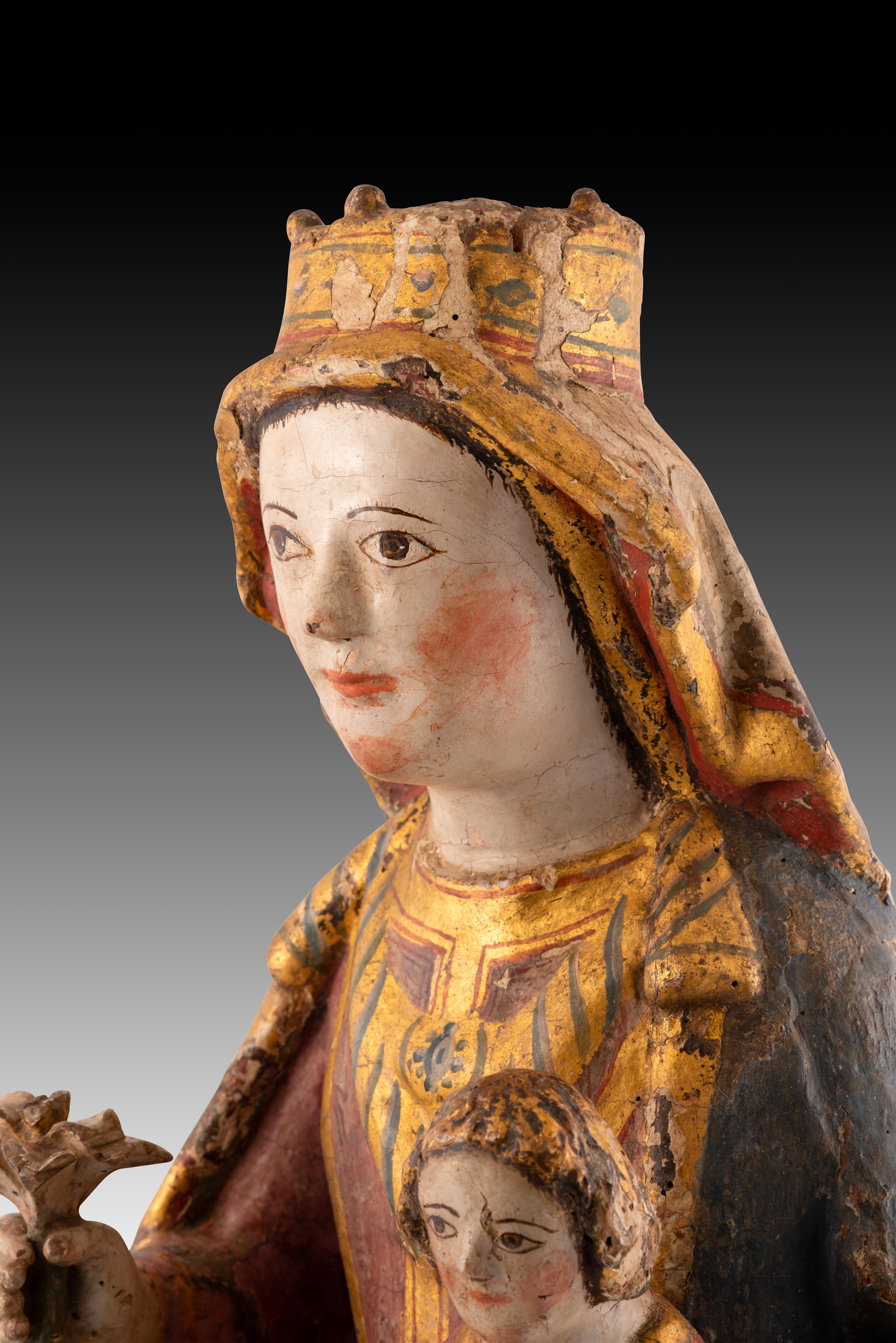 Virgin and Child Jesus. Carved and polychrome wood. Spanish School, 14th century For Sale 2