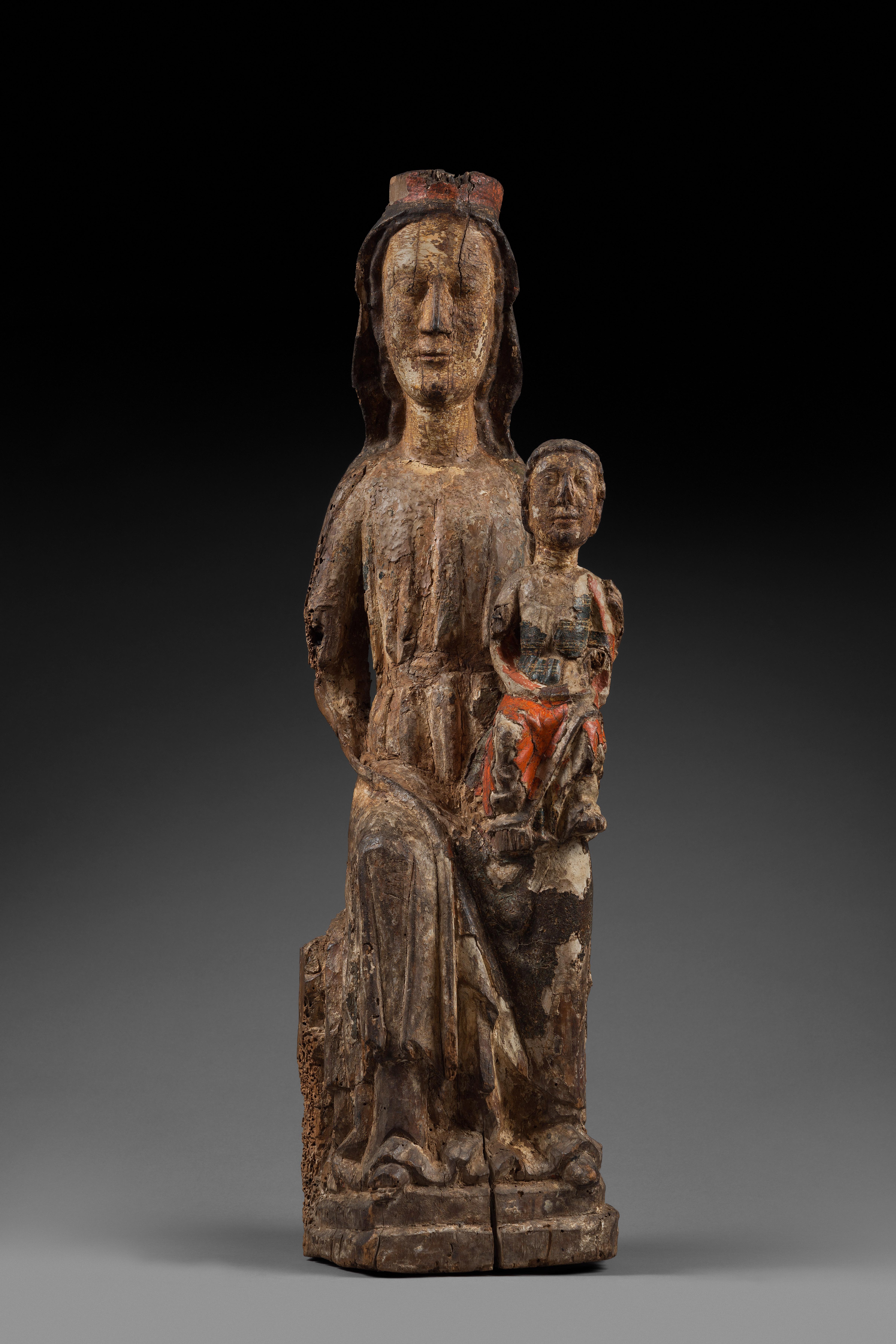 Virgin and child sedes sapientiae, seat of holy wisdom

Origin : Northern Spain, castile, navarre or galicia.
Period : early 13th century.

Height : 85 cm
Length : 23.5 cm
Depth : 19 cm

Important traces of polychromy
Basswood or poplar