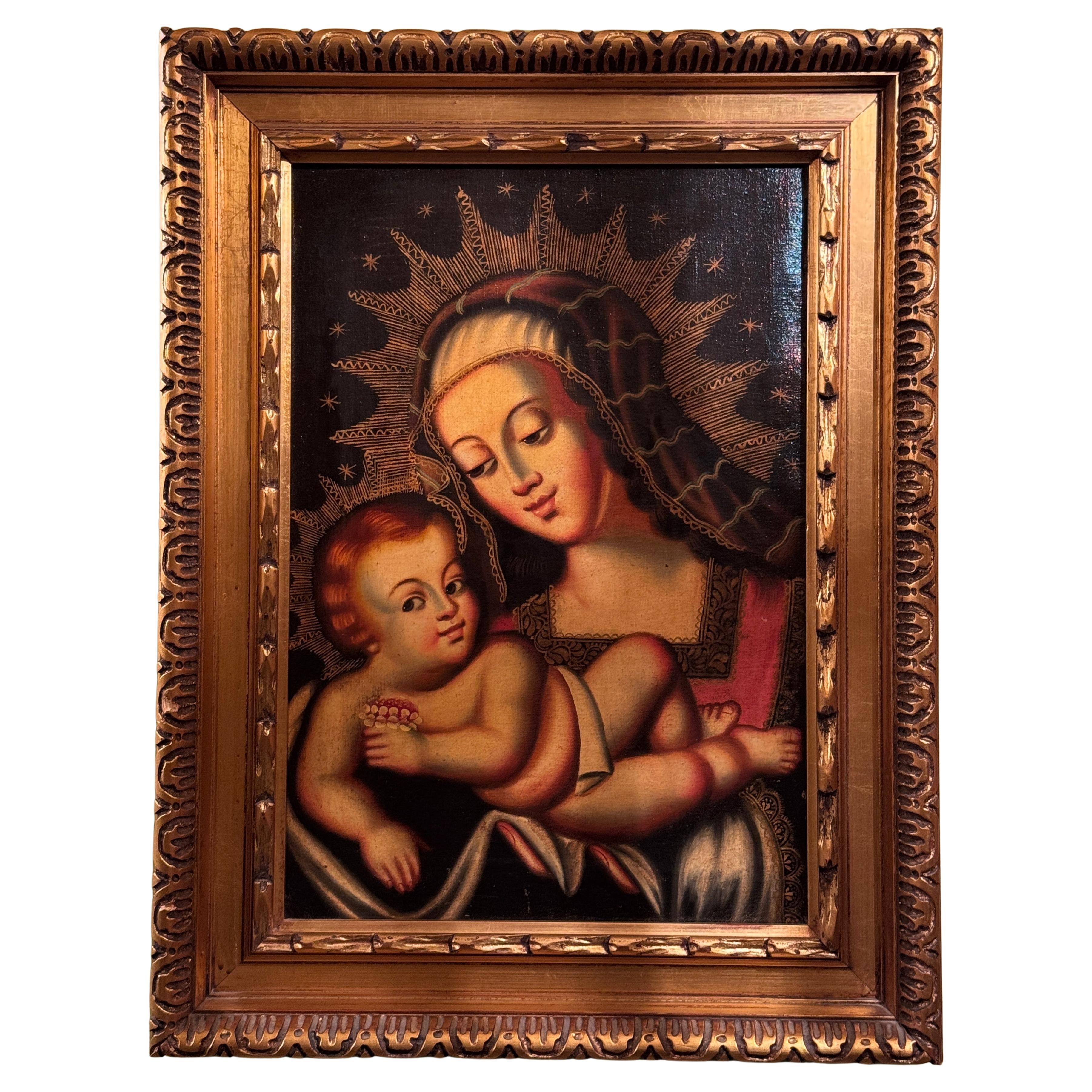 Jungfrau und Child, Spanisch-Amerikanische Vikariatsschule, Öl auf Leinwand, 19.