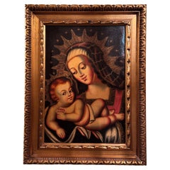 Jungfrau und Child, Spanisch-Amerikanische Vikariatsschule, Öl auf Leinwand, 19.