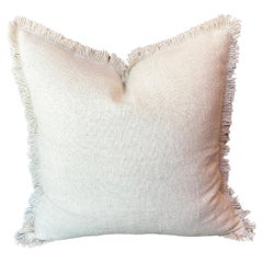 Virgin Llama Wool Throw Pillow in Cream with Fringe, in Stock