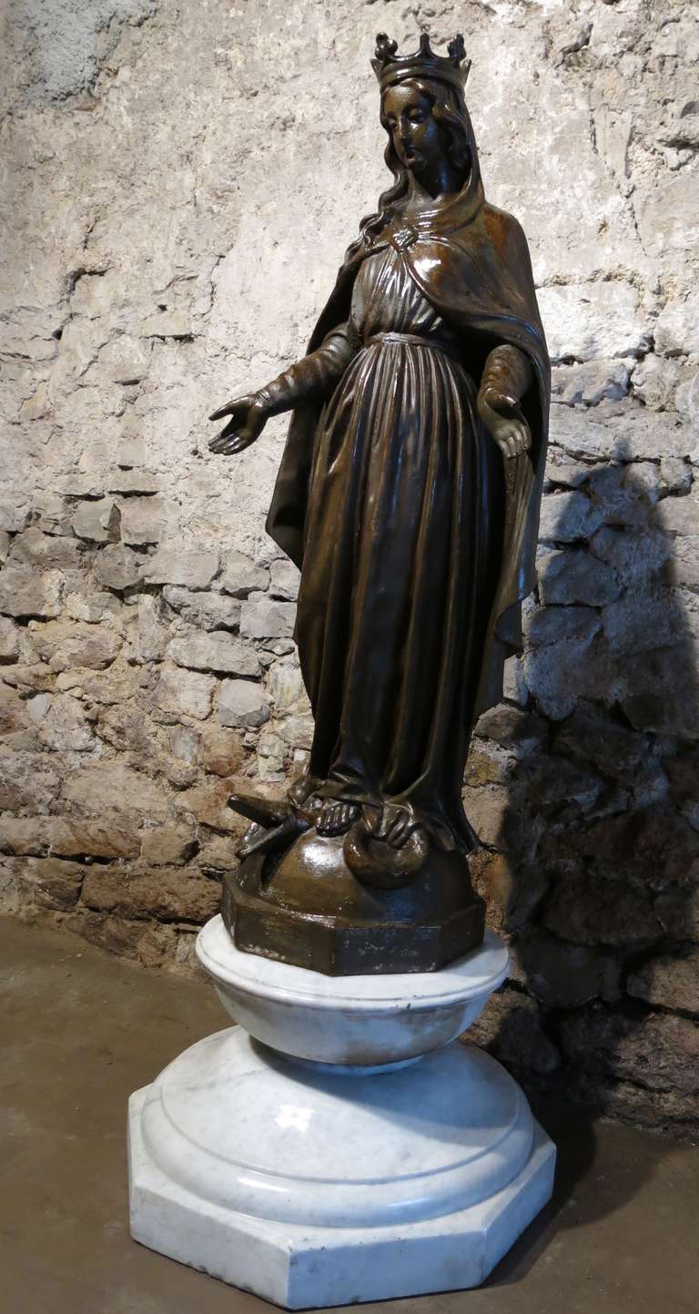 Virgin Marie Statue Style Patina after Val d Osne, circa 1880, France 2