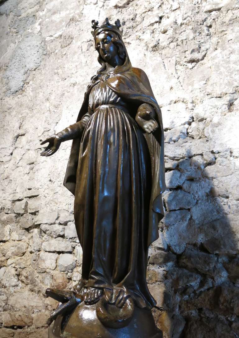 French Virgin Marie Statue Style Patina after Val d Osne, circa 1880, France