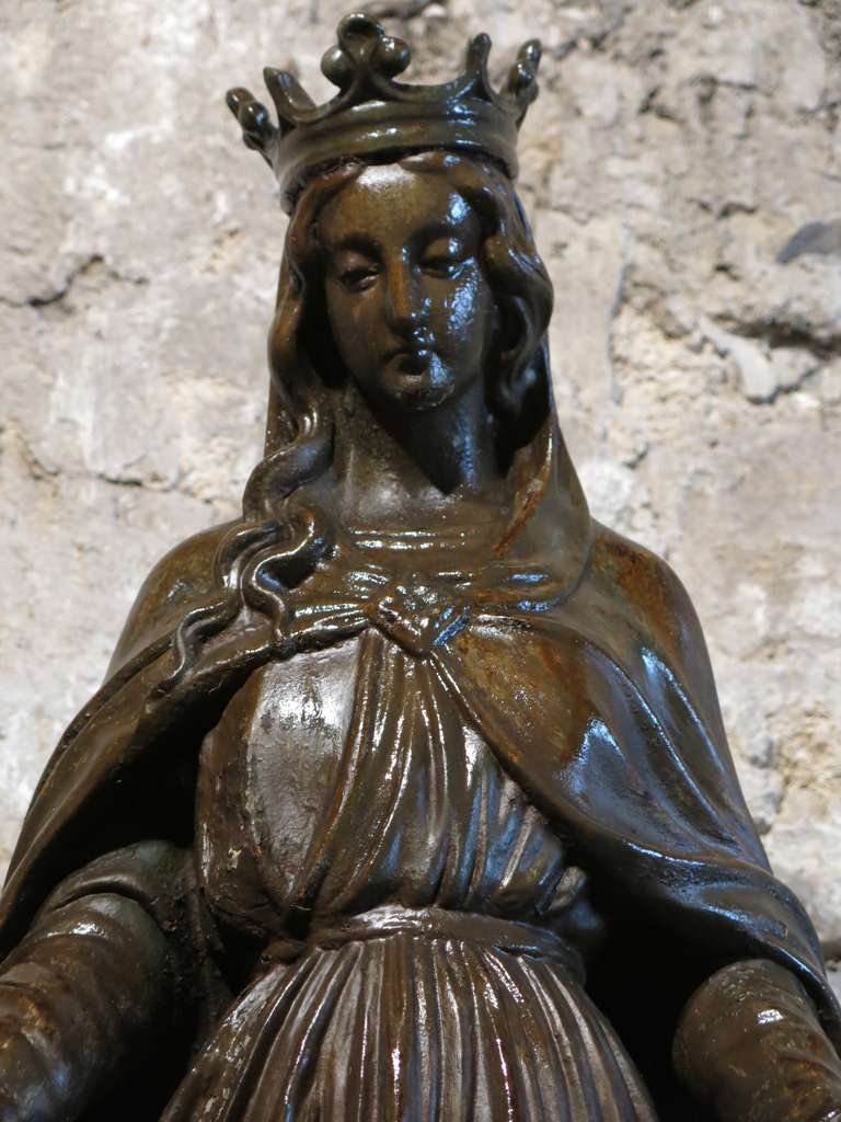 Virgin Marie Statue Style Patina after Val d Osne, circa 1880, France In Good Condition In LOS ANGELES, CA