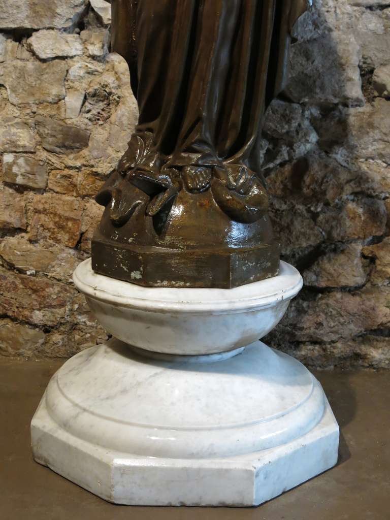 Iron Virgin Marie Statue Style Patina after Val d Osne, circa 1880, France