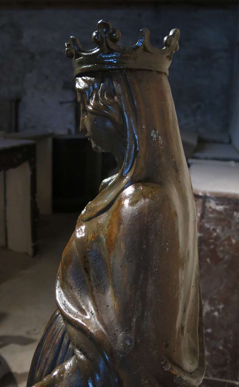 Virgin Marie Statue Style Patina after Val d Osne, circa 1880, France 1
