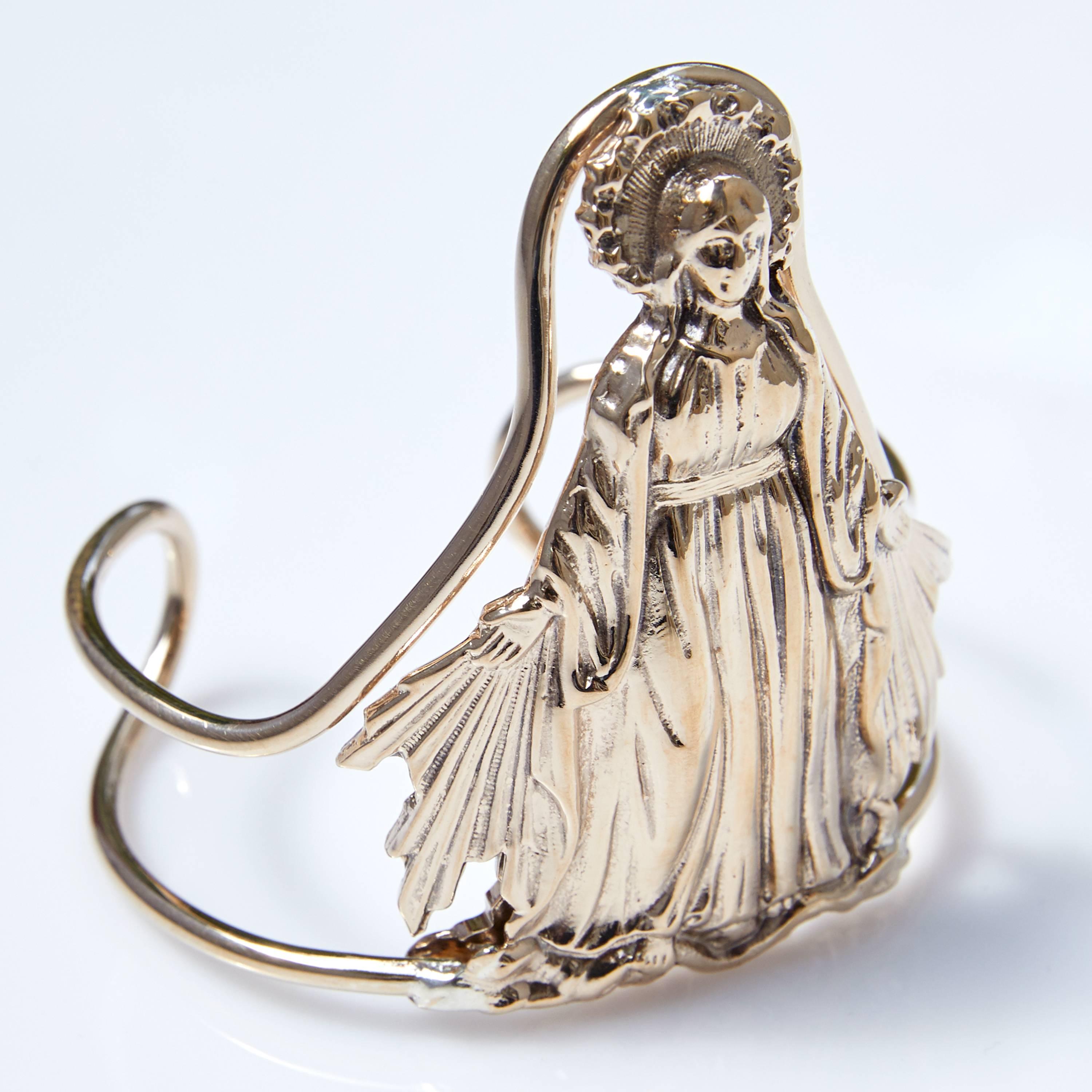 Contemporary Virgin Mary Arm Cuff Bangle Bracelet Statement Piece Bronze J Dauphin For Sale