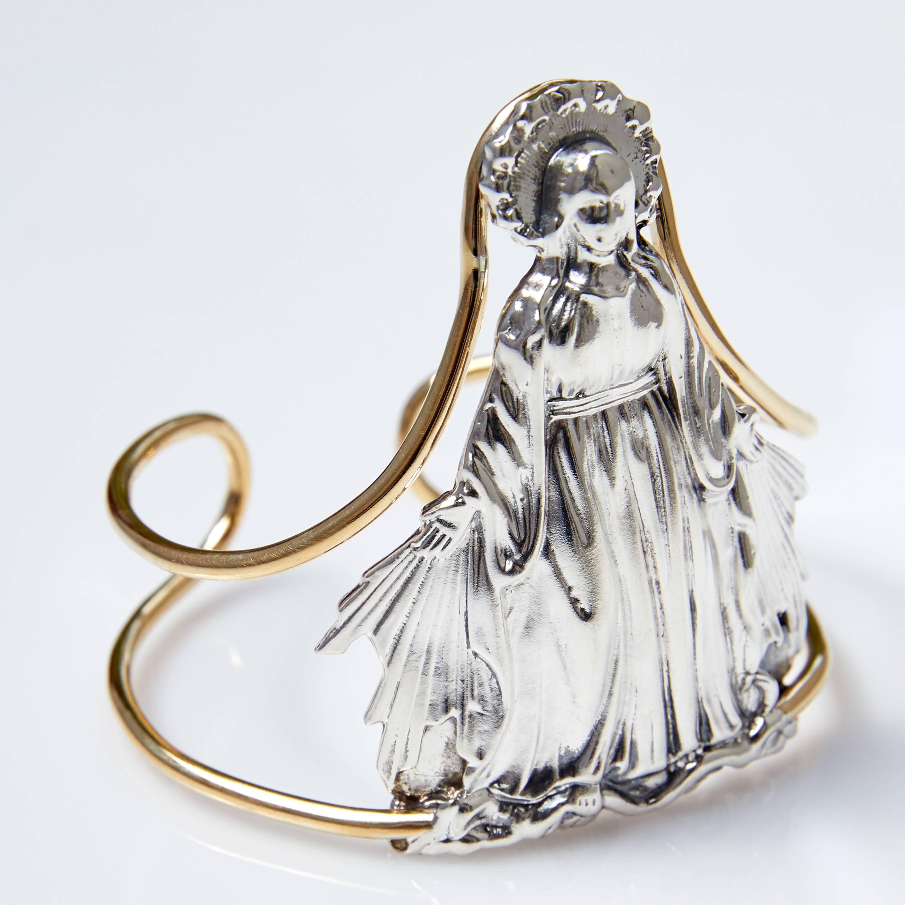 Virgin Mary Statement Arm Cuff Bangle Silver Brass
J DAUPHIN 