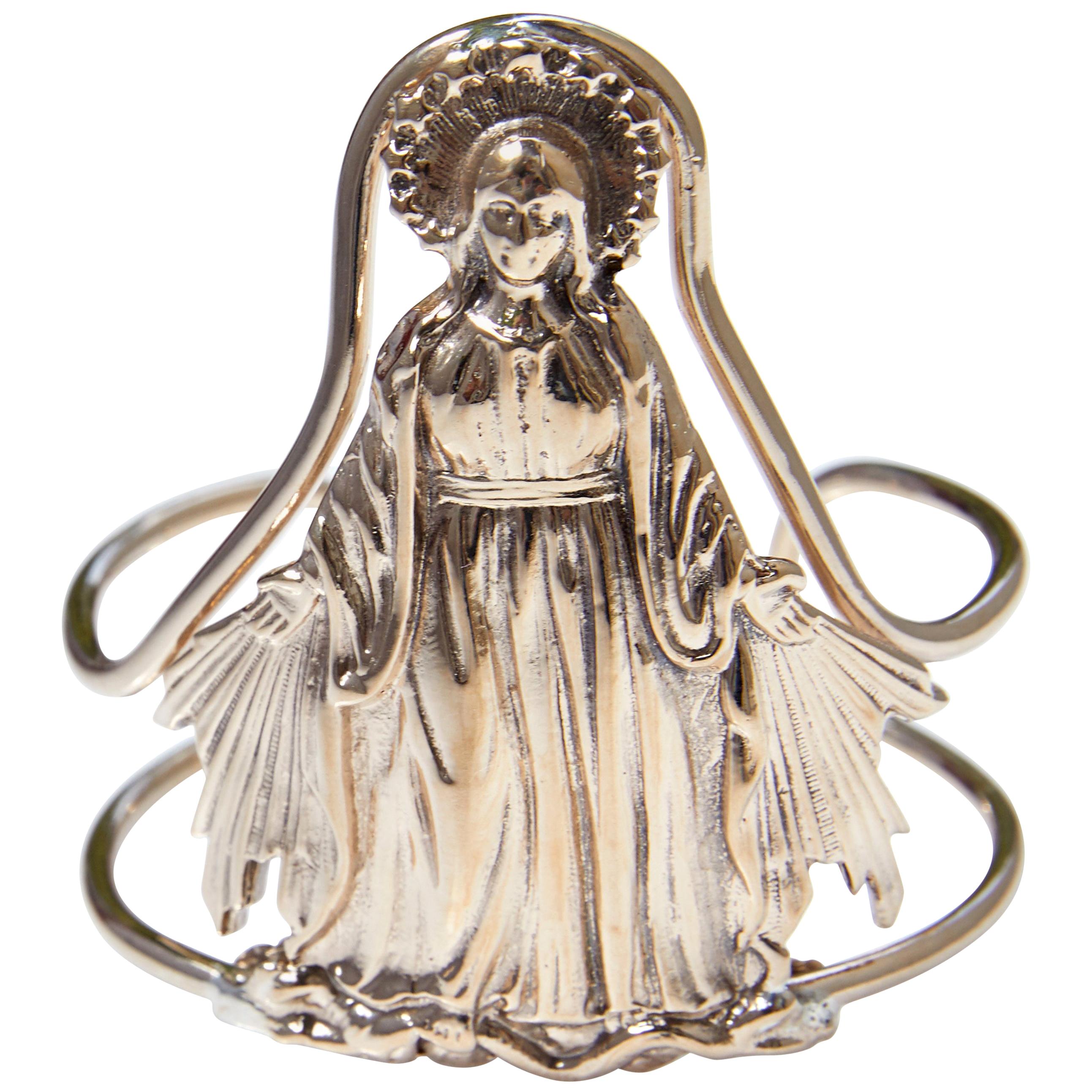 J Dauphin Bracelet manchette fantaisie à bras en bronze représentant la Vierge Marie